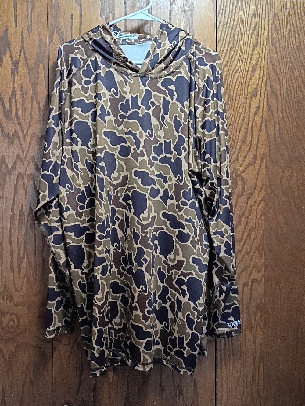 Vagabond Brown and Dark Brown Camo Hooded Long-Sleeve Shirt